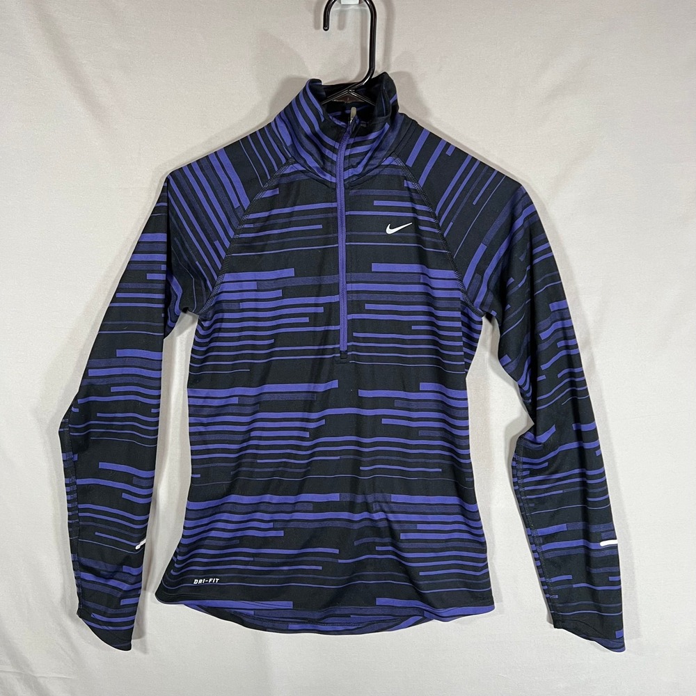 Nike Dri Fit Purple Running Track Shirt Size Small quarter zip fitted mock